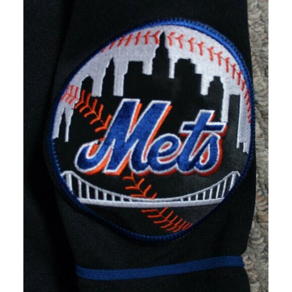 MLB Baseball Vintage New York Mets Sewn Jersey L Large Black Russell Athletic - Picture 3 of 7